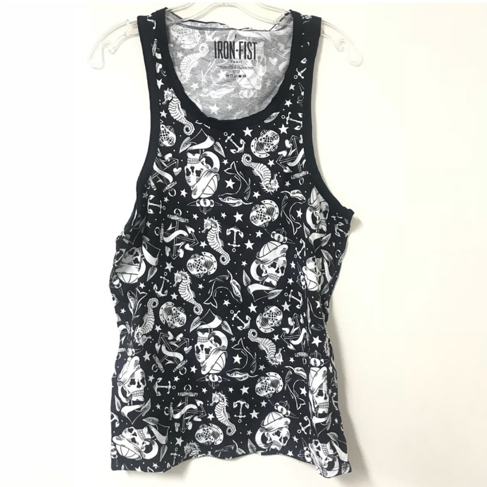 Hot Topic Black and White Graphic Tank Top XS - Picture 2 of 4